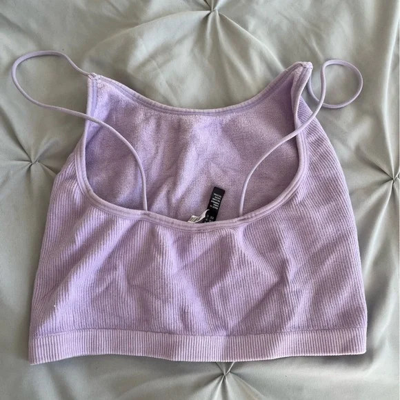 size small purple spaghetti trap ribbed tank top - Picture 2 of 3